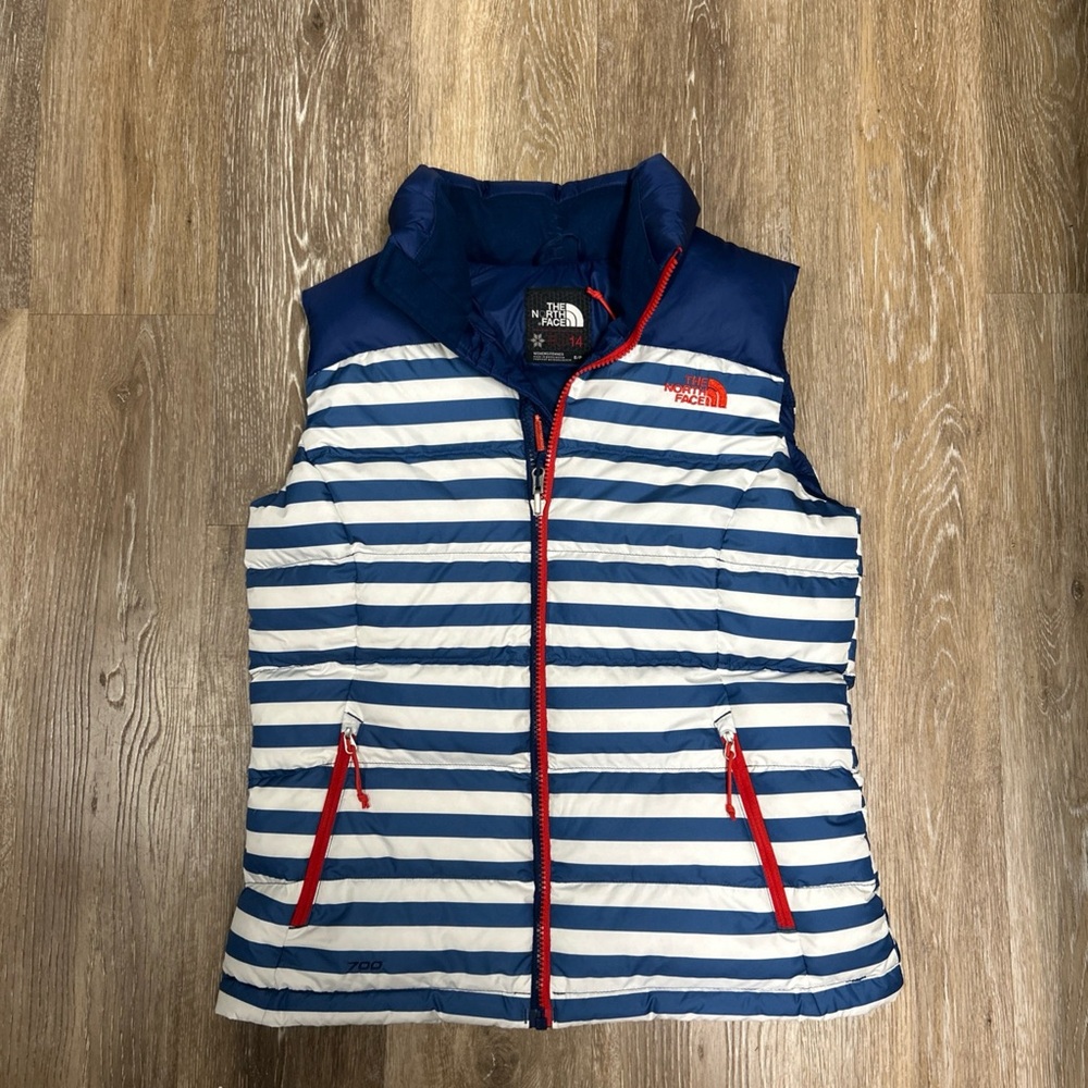 The North Face RU/14 700 Puffer Down Vest Women’s Small Olympics Edition Striped